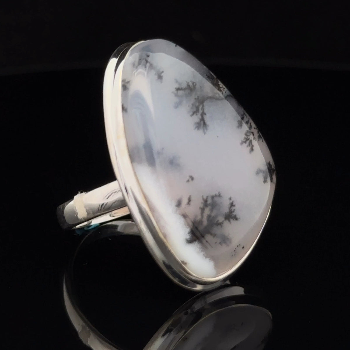 Sterling Silver Dendritic Opal Ring Size 11