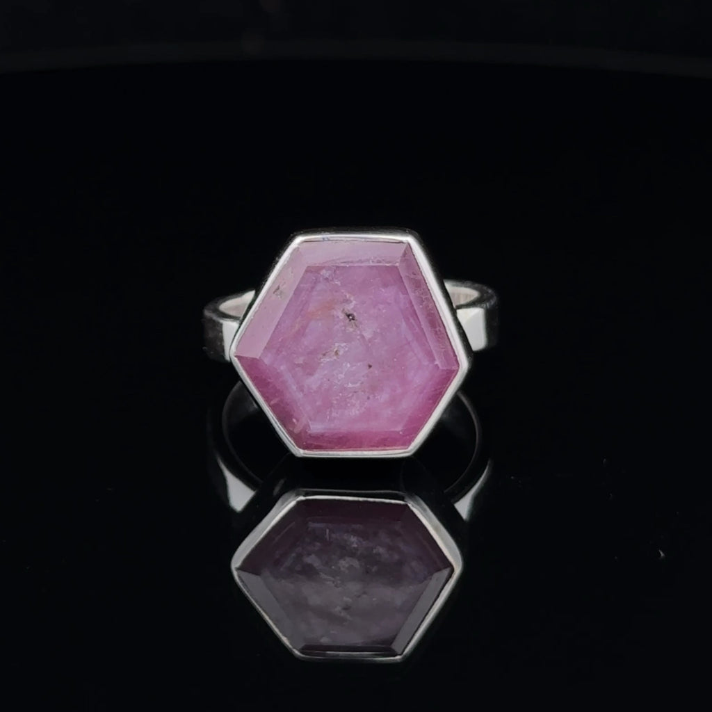 Sterling Silver Star Ruby Ring Size 6