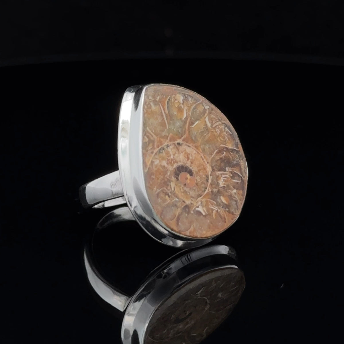 Sterling Silver Ammonite Ring Size 5