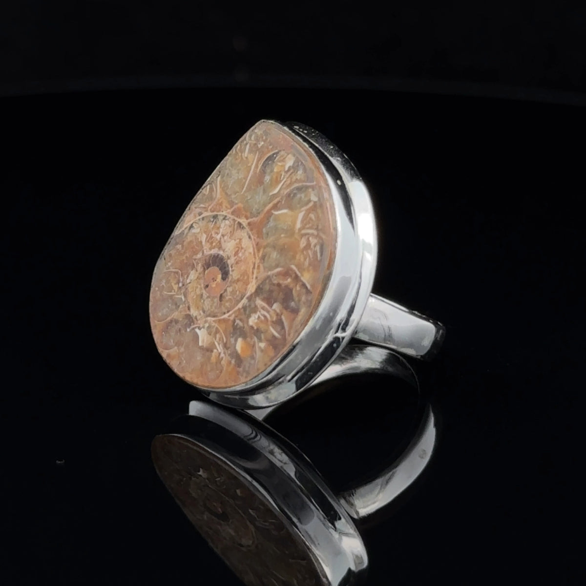 Sterling Silver Ammonite Ring Size 5