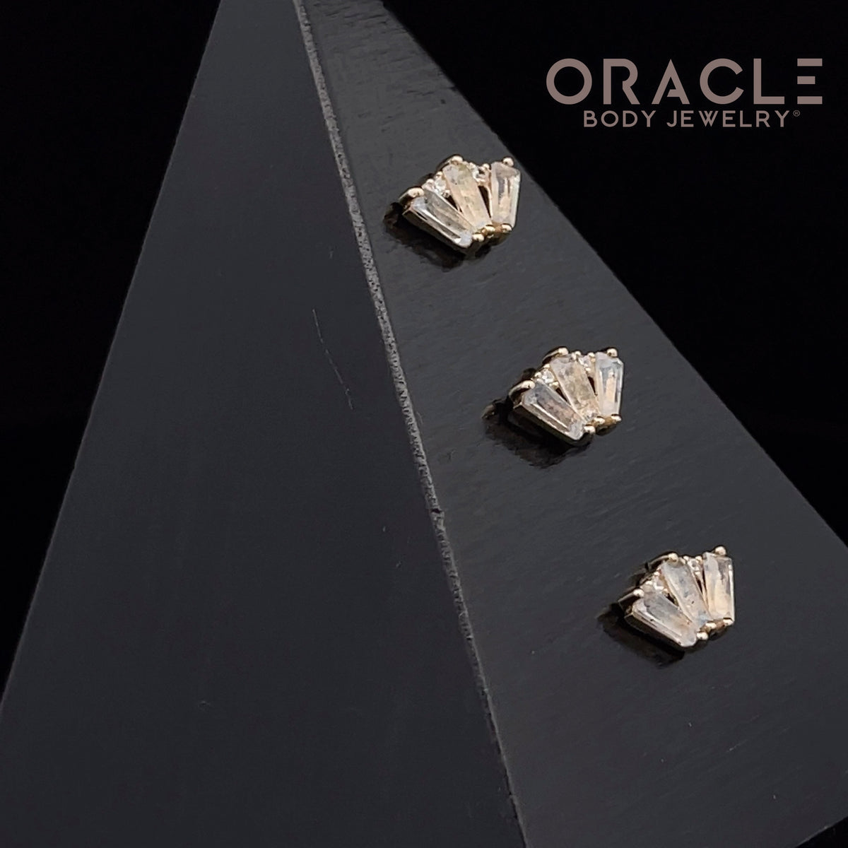 14k Yellow Gold Triple Crown Labradorite and CZ Threadless End