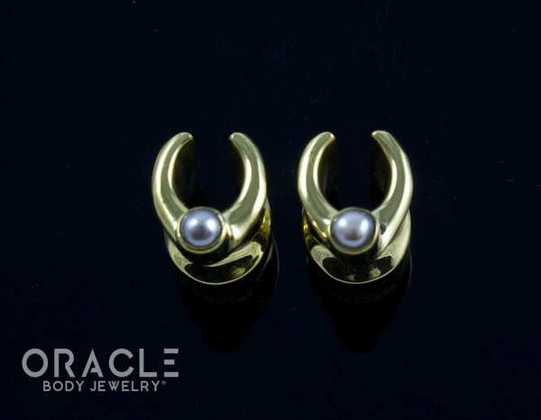 0g (8mm) Brass Saddles with Pearls