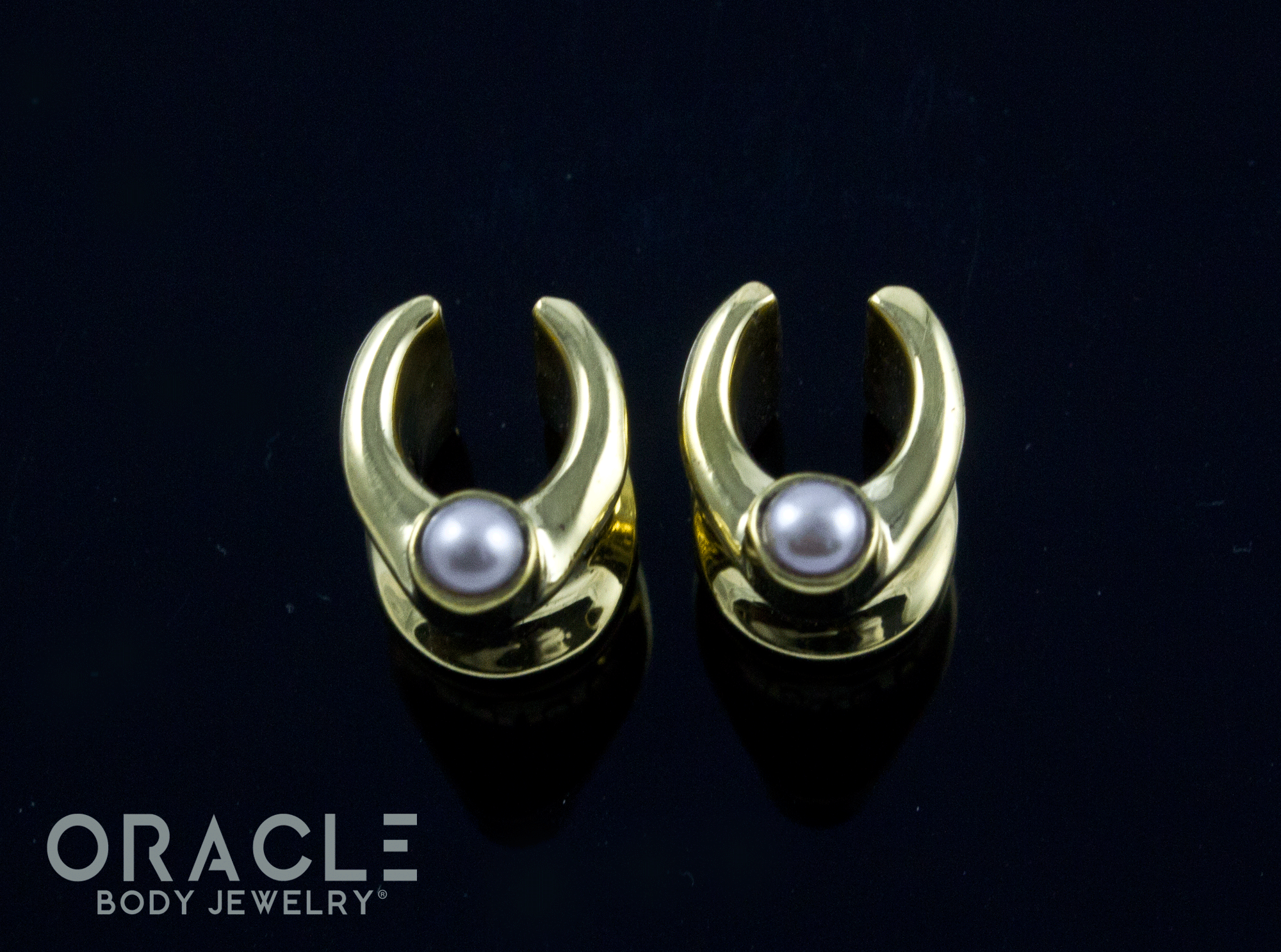 0g (8mm) Brass Saddles with Pearls