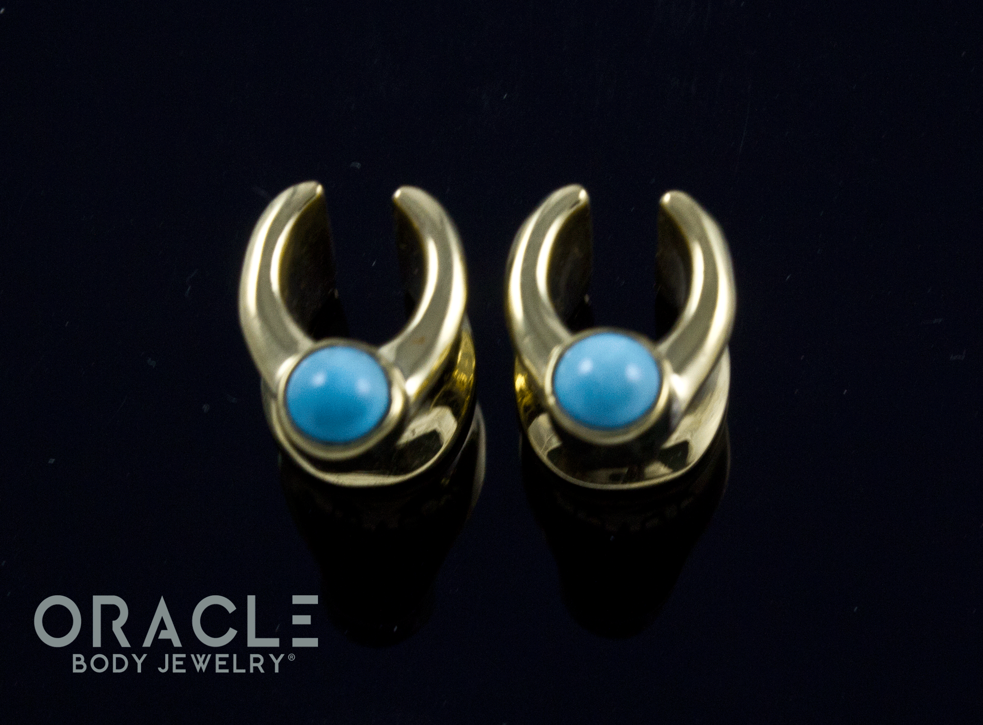 0g (8mm) Brass Saddles with Natural Turquoise