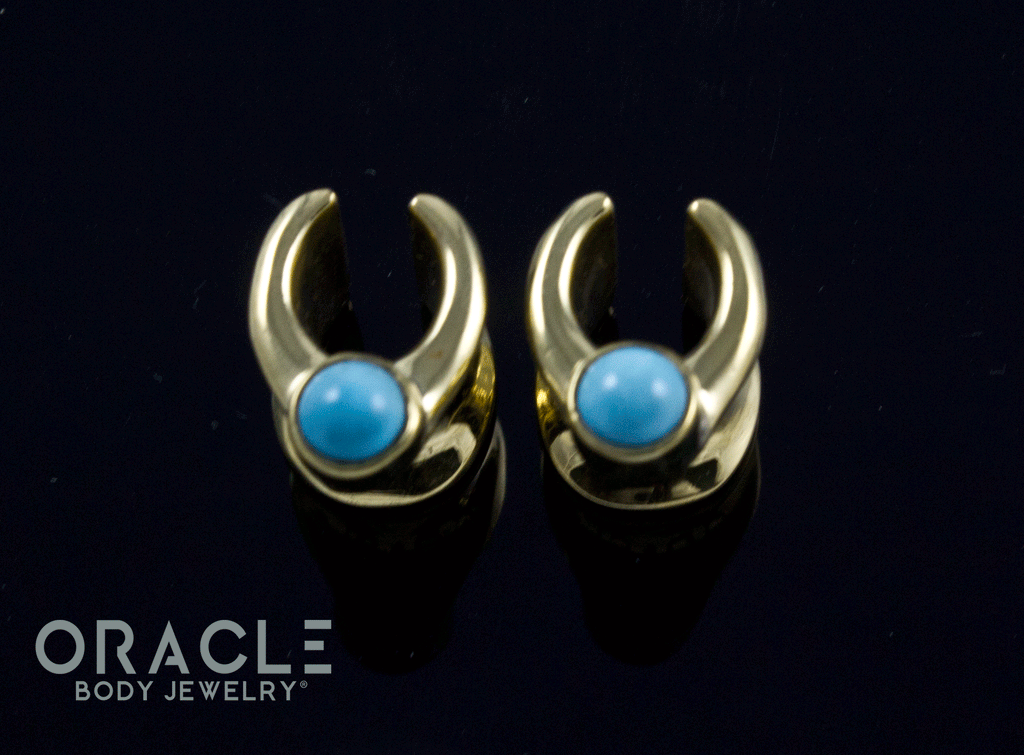 0g (8mm) Brass Saddles with Natural Turquoise