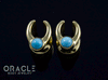 0g (8mm) Brass Saddles with Natural Turquoise