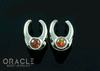 0g (8mm) White Brass Saddles with Black Synthetic Opals