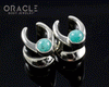 0g (8mm) White Brass Saddles with Amazonite