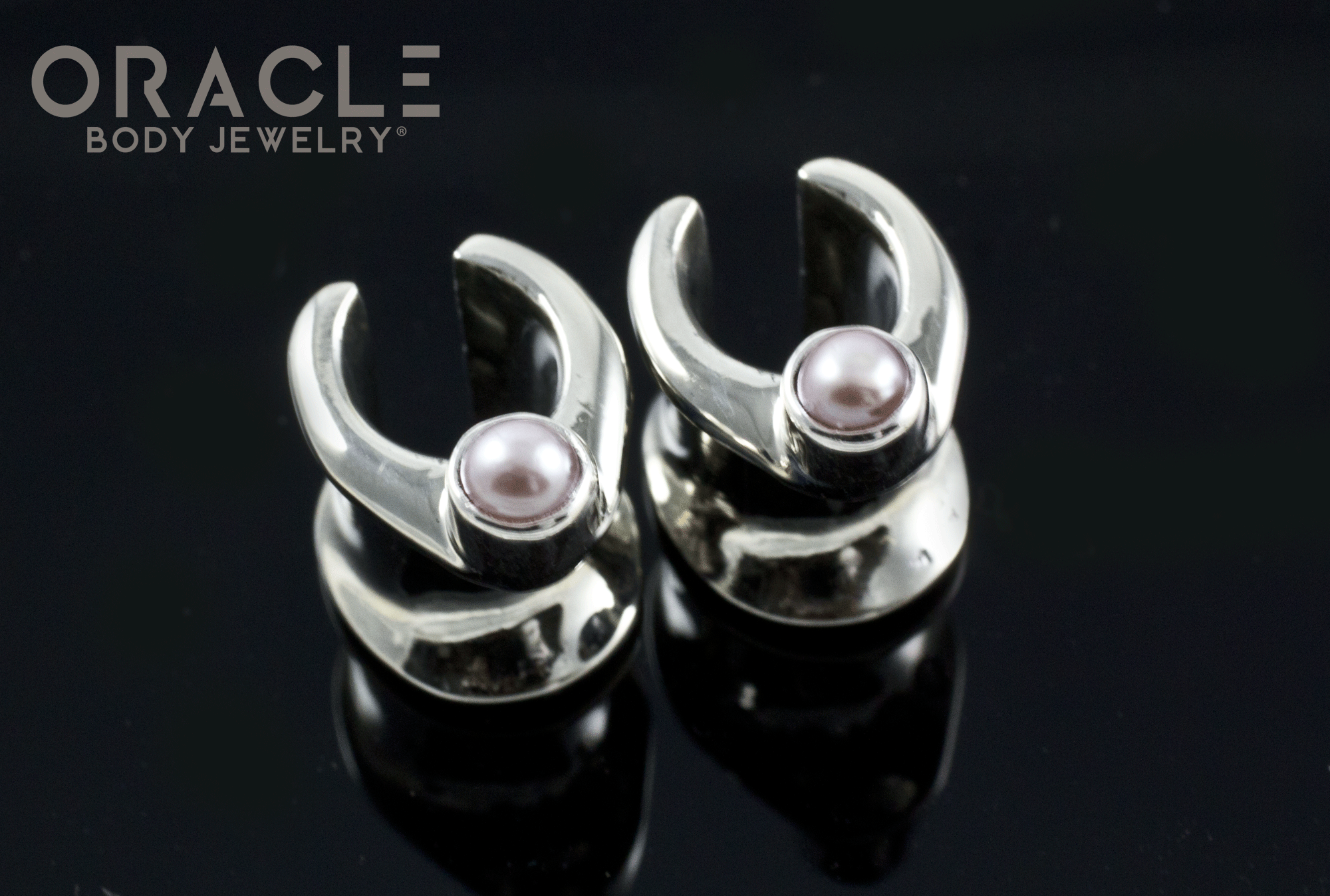 0g (8mm) White Brass Saddles with Pearls