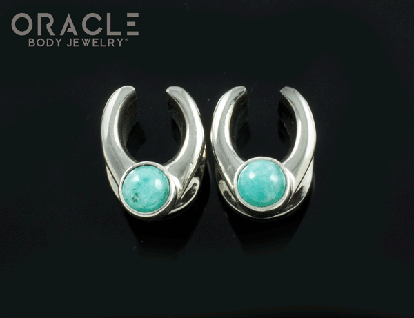 0g (8mm) White Brass Saddles with Amazonite