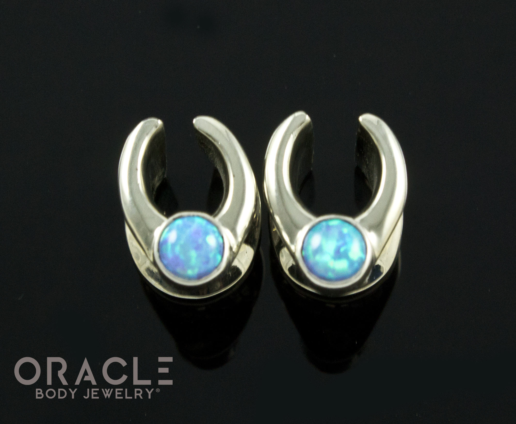 0g (8mm) White Brass Saddles with Synthetic Blue Opals