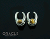 0g (8mm) White Brass Saddles with Yellow Tiger Eye