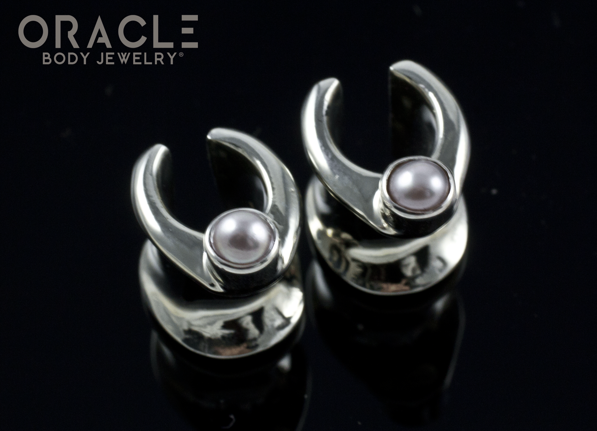 0g (8mm) White Brass Saddles with Pearls