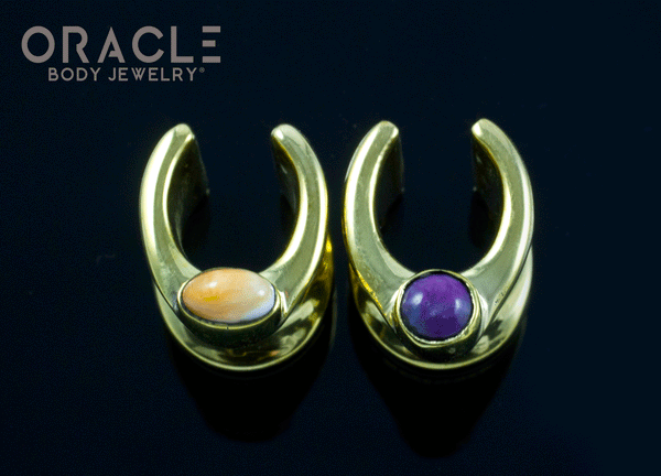 00g (9.5mm) Brass Saddles with Spiny Oyster and Copper Purple Turquoise