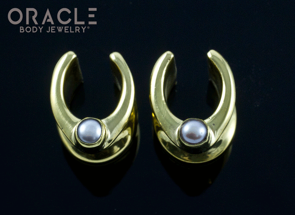00g (9.5mm) Brass Saddles with Pearls
