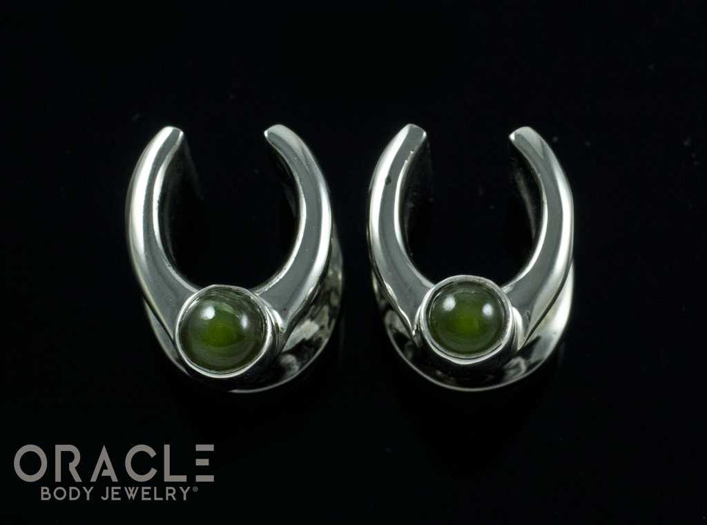 00g (9.5mm) White Brass Saddles with Nephrie Jade