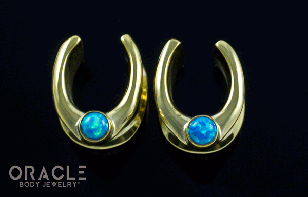 1/2" (12.5mm) Brass Saddles with Blue Synthetic Opals