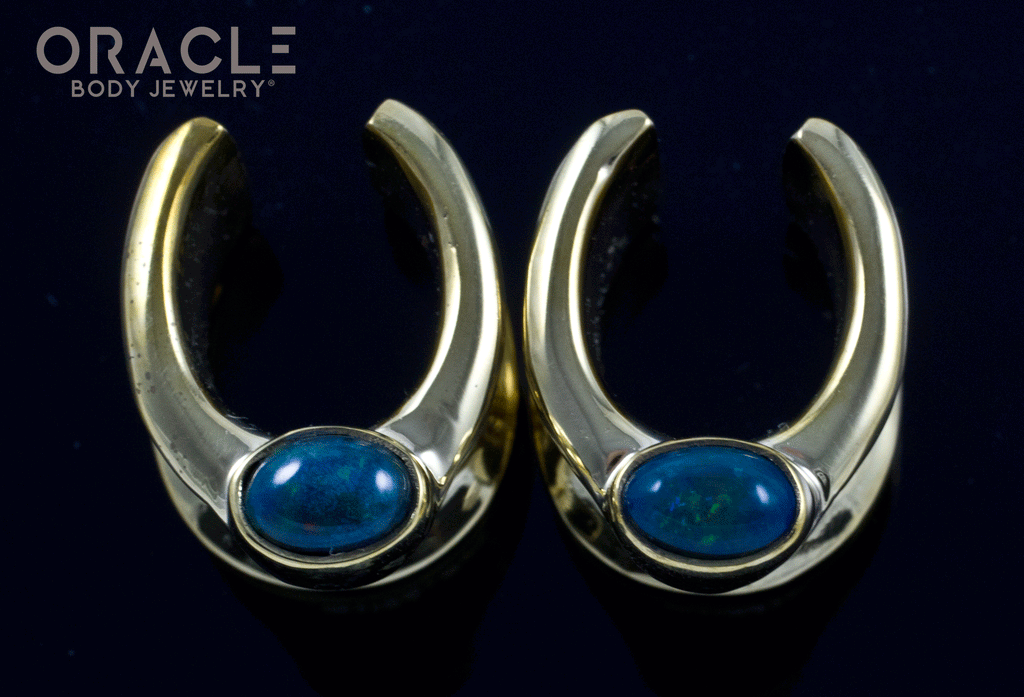 1/2" (12.5mm) Brass Saddles with Black Opals