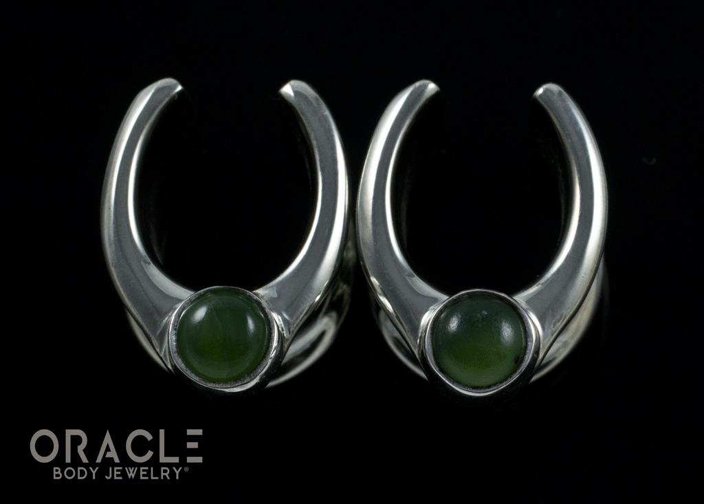 1/2" (12.5mm) White Brass Saddles with Nephrite Jade