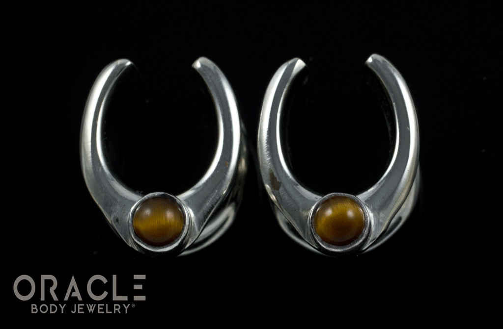 1/2" (12.5mm) White Brass Saddles with Yellow Tiger Eye