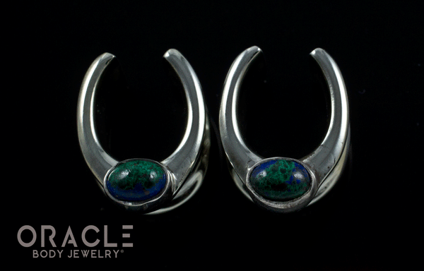 1/2" (12.5mm) White Brass Saddles with Azurite in Malachite