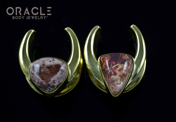 5/8" (16mm) Brass Saddles with Matrix Opals
