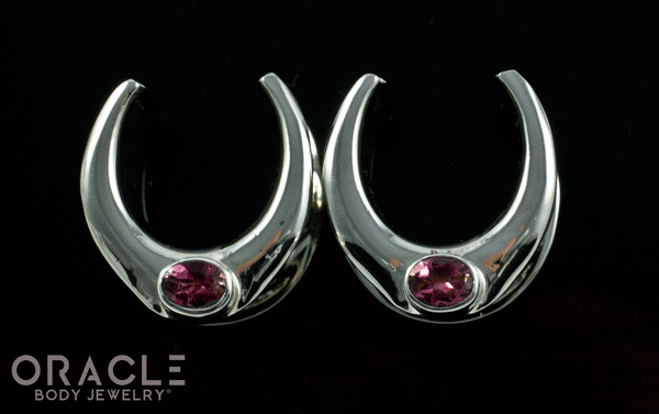 5/8" (16mm) White Brass Saddles with Faceted Tourmaline