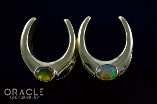 3/4" (19mm) Brass Saddles with Faceted Ethiopian Opals