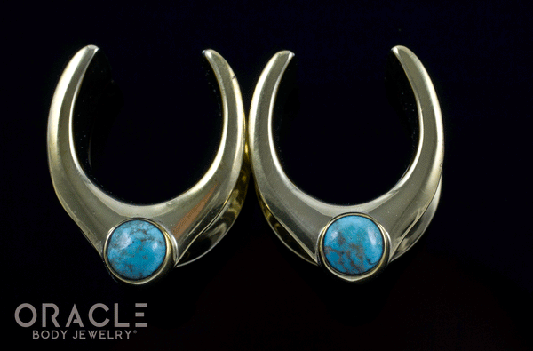 3/4" (19mm) Brass Saddles with Natural Turquoise