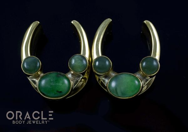 3/4" (19mm) Brass Saddles with Nephrite Jade