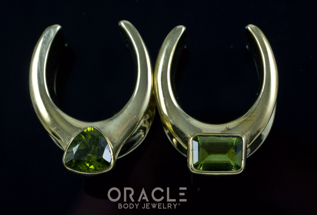3/4" (19mm) Brass Saddles with Peridot