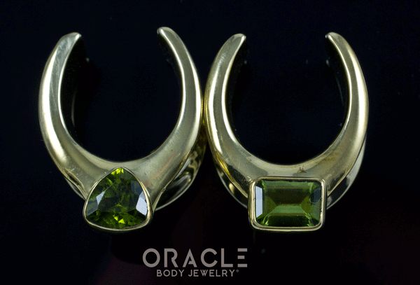 3/4" (19mm) Brass Saddles with Peridot
