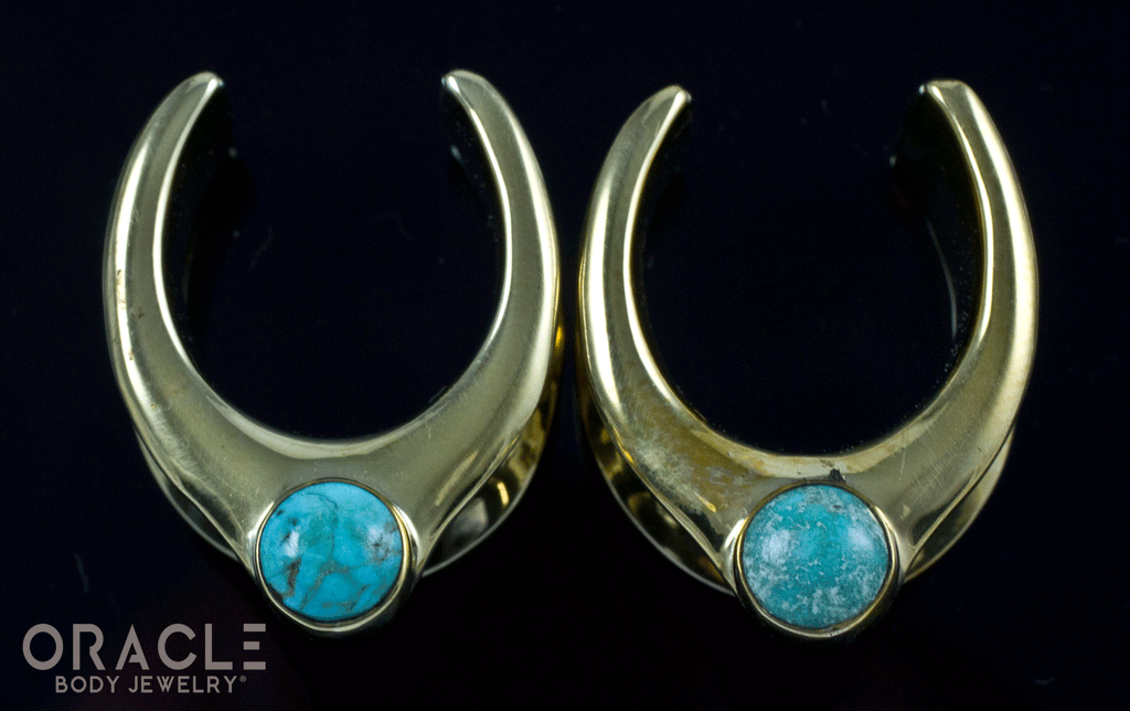 3/4" (19mm) Brass Saddles with Natural Turquoise