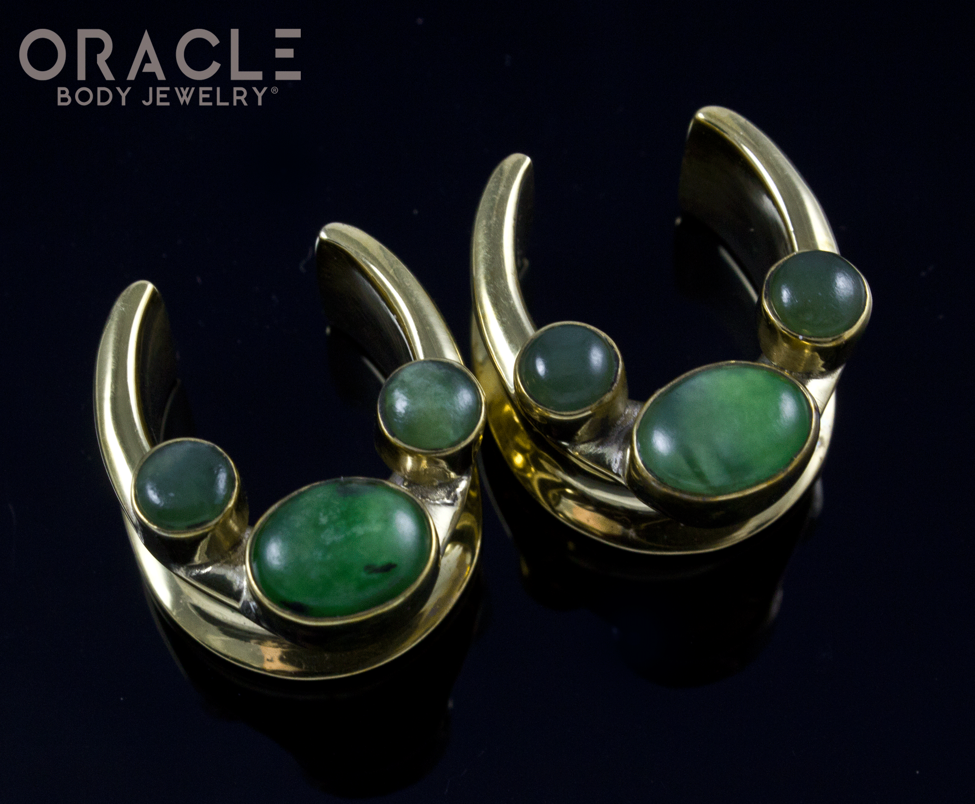 3/4" (19mm) Brass Saddles with Nephrite Jade