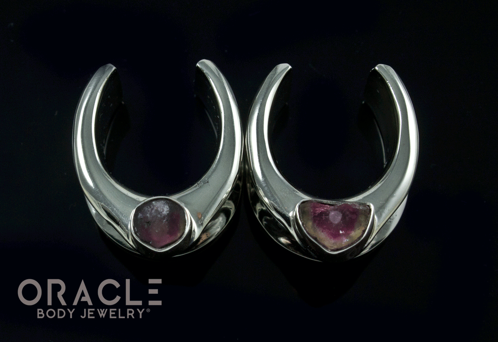 3/4" (19mm) White Brass Saddles with Watermelon Tourmaline