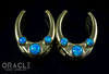 7/8" (22mm) Brass Saddles with Blue Synthetic Opals