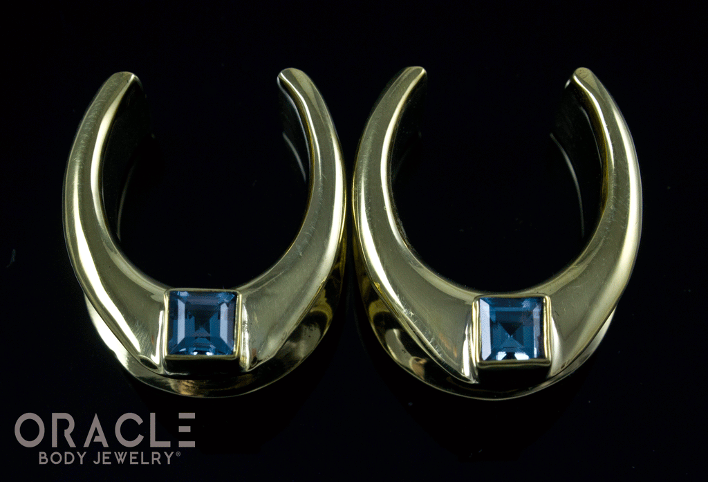 7/8" (22mm) Brass Saddles with London Blue Topaz