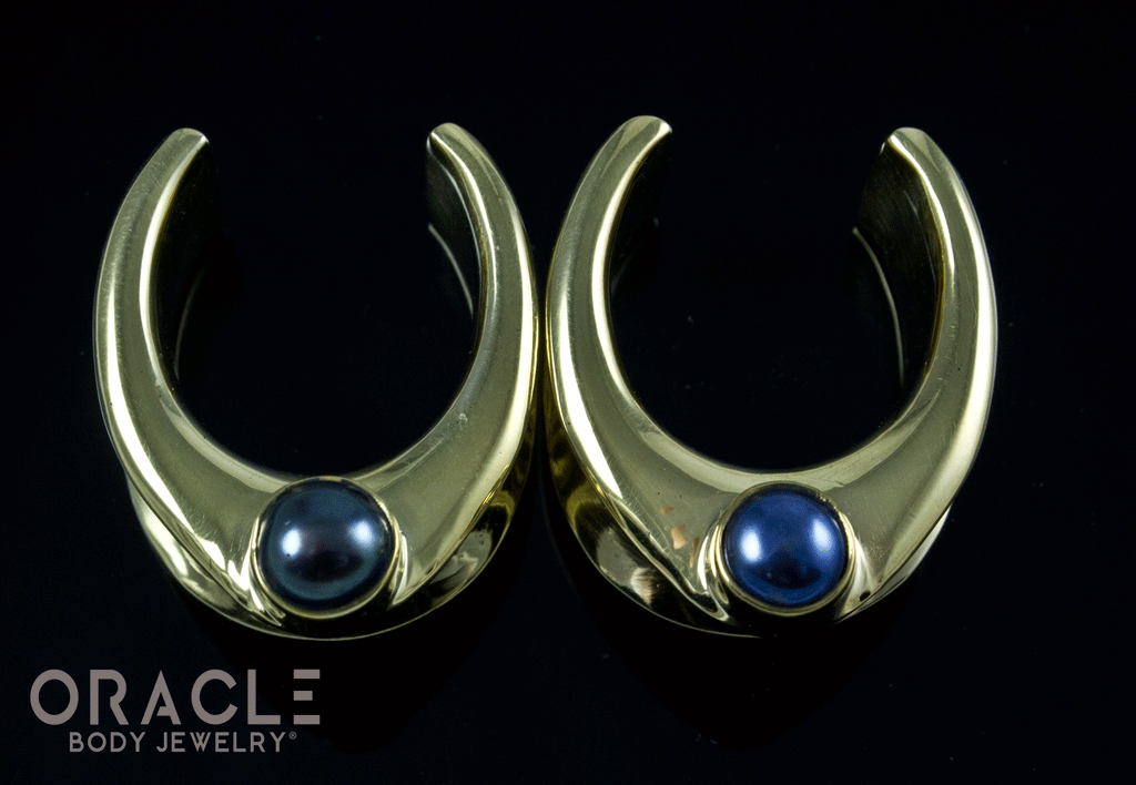 7/8" (22mm) Brass Saddles with Black Pearls
