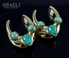 7/8" (22mm) Brass Saddles with Chrysoprase and Natural Turquoise.