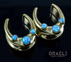 7/8" (22mm) Brass Saddles with Blue Synthetic Opals