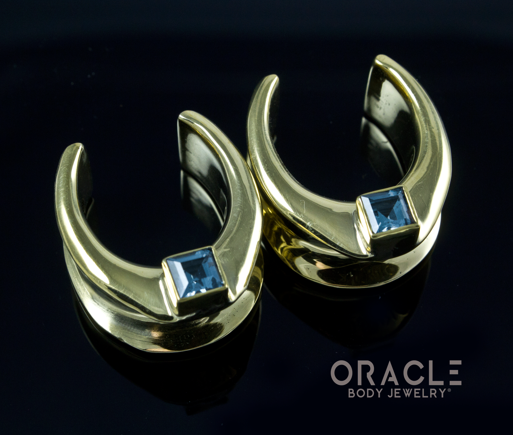 7/8" (22mm) Brass Saddles with London Blue Topaz