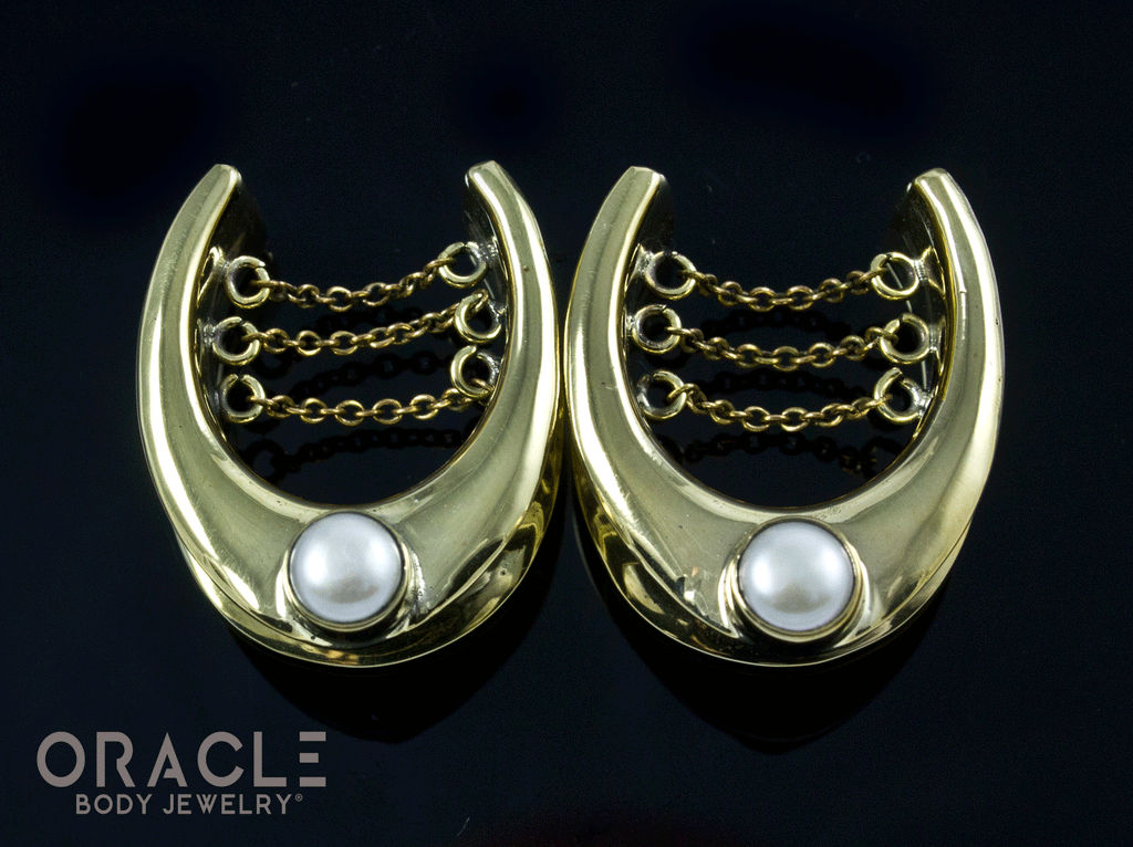 7/8" (22mm) Brass Saddles with Chains and Pearls