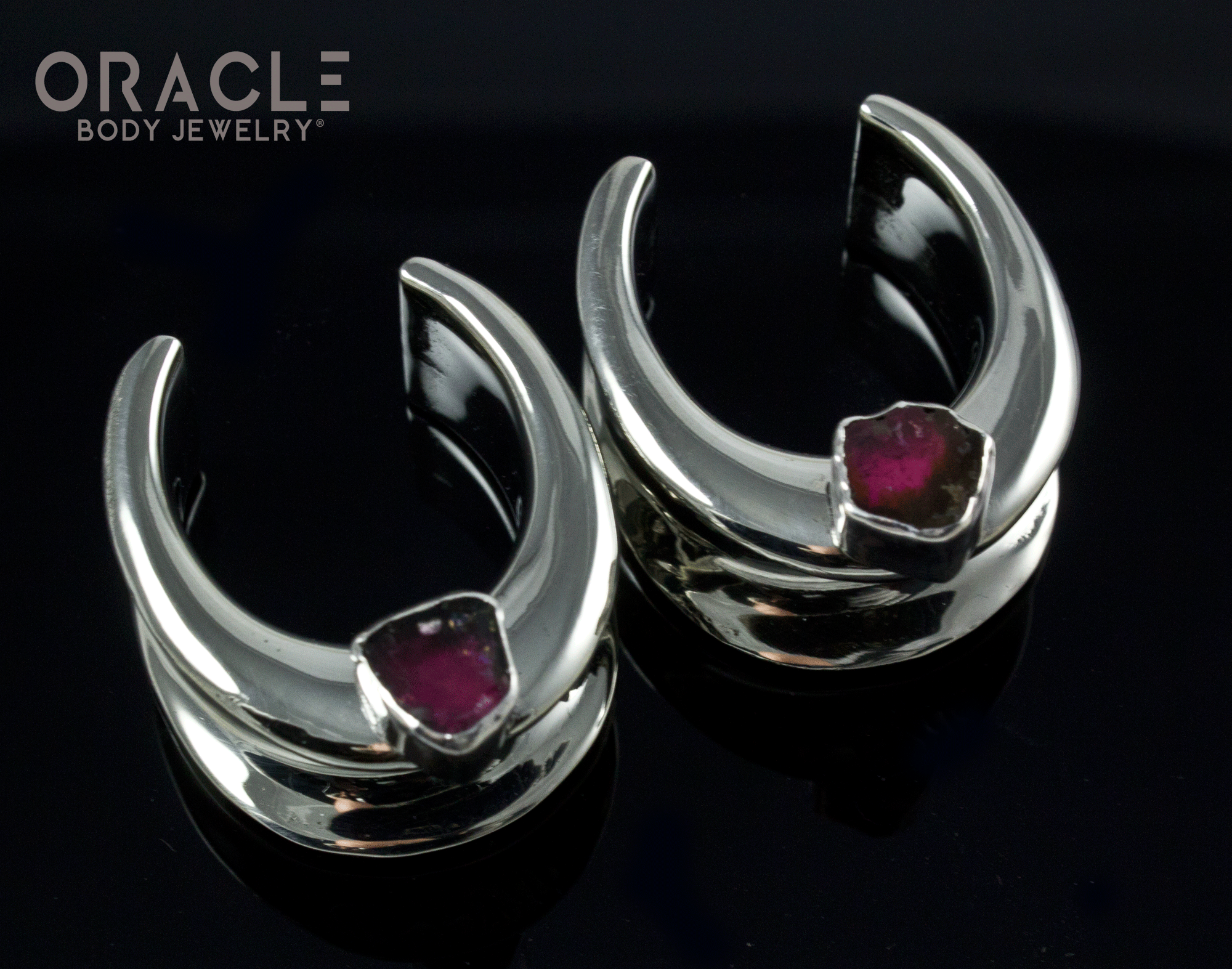 7/8" (22mm) White Brass Saddles with Watermelon Tourmaline