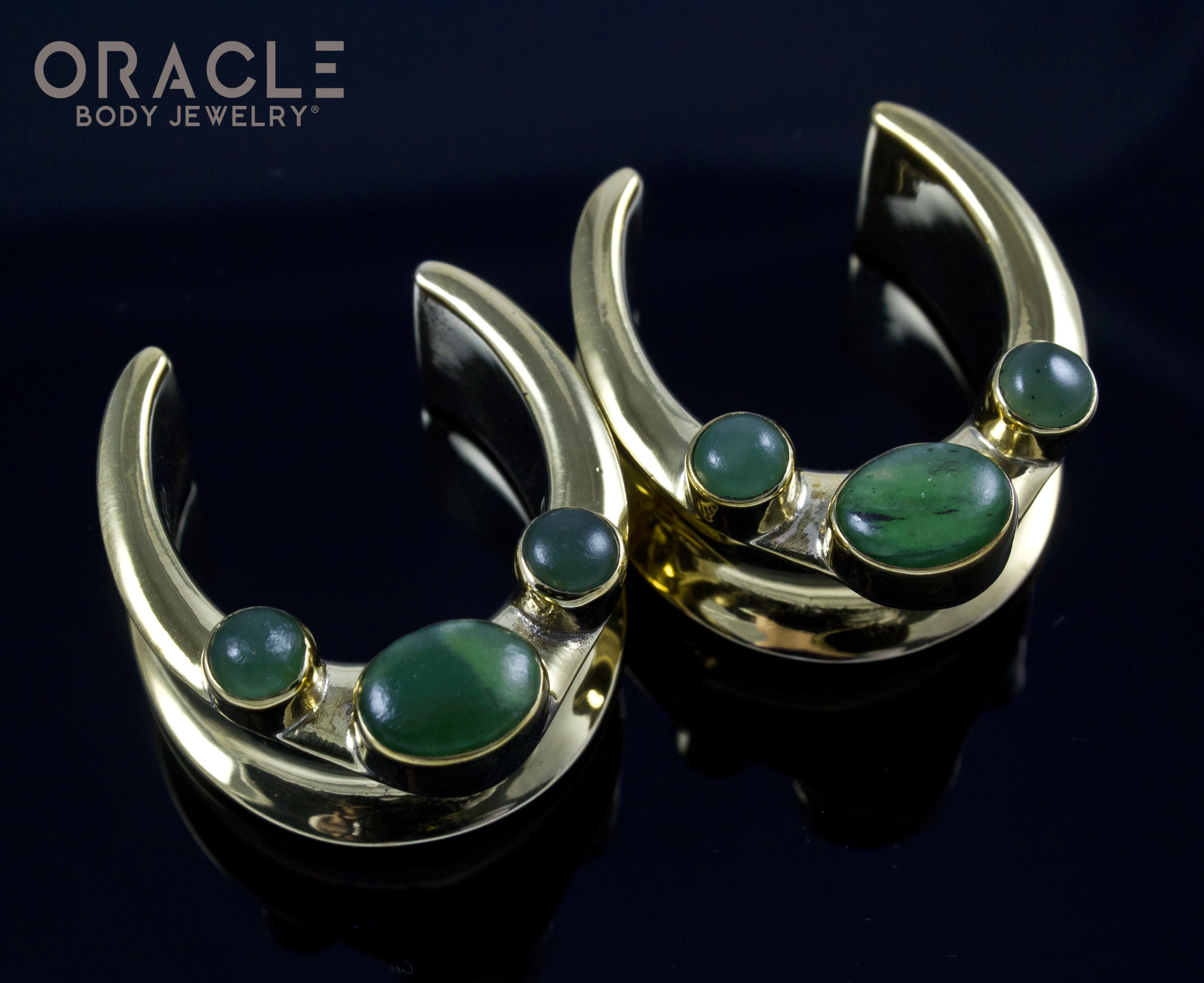 1" (25mm) Brass Saddles with Nephrite Jade