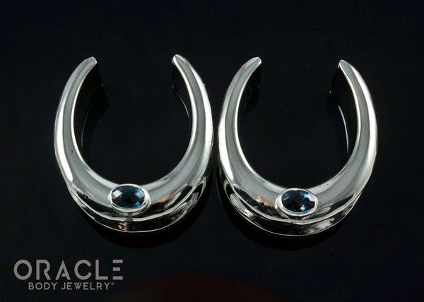 1" (25mm) White Brass Saddles with London Blue Topaz