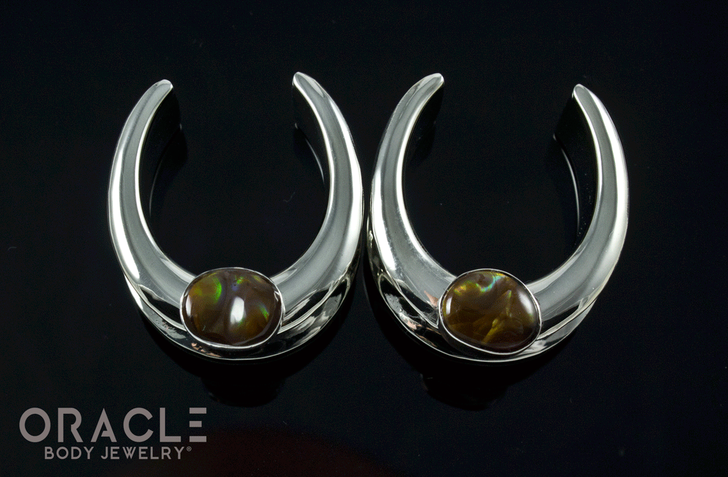 1" (25mm) White Brass Saddles with Fire Agate