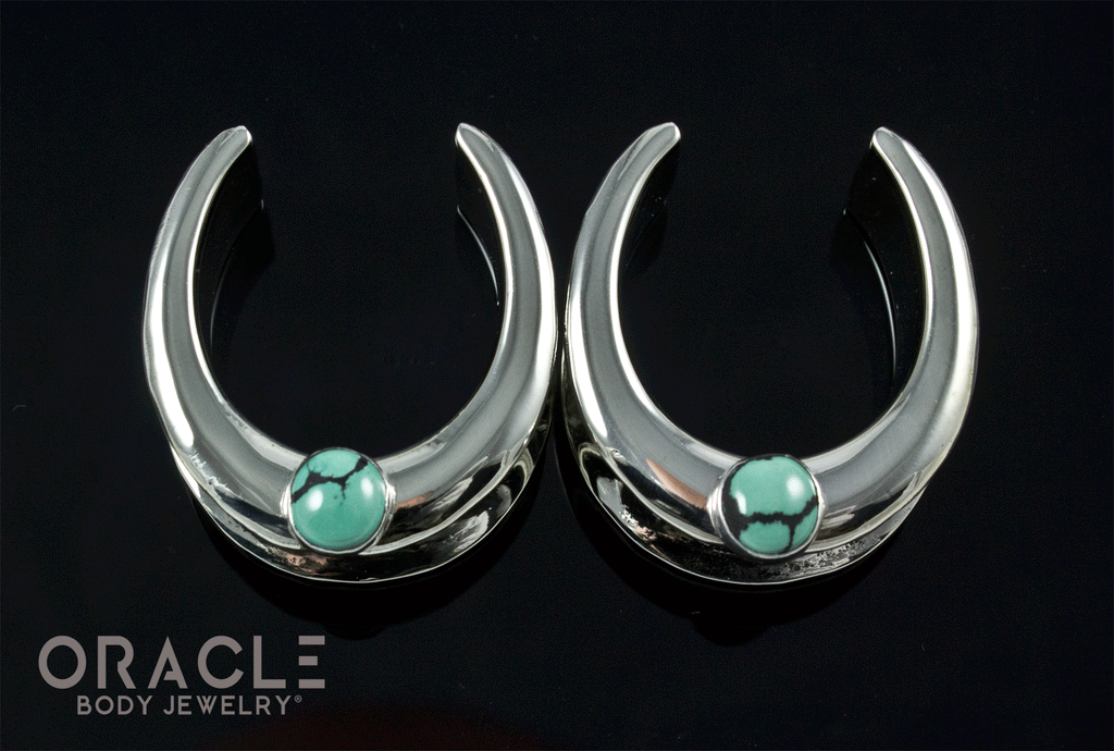 1" (25mm) White Brass Saddles with Natural Turquoise