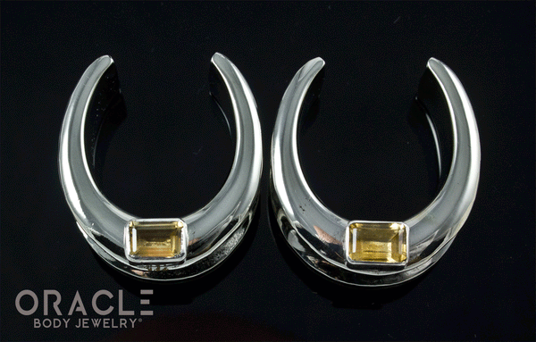 1" (25mm) White Brass Saddles with Faceted Citrine