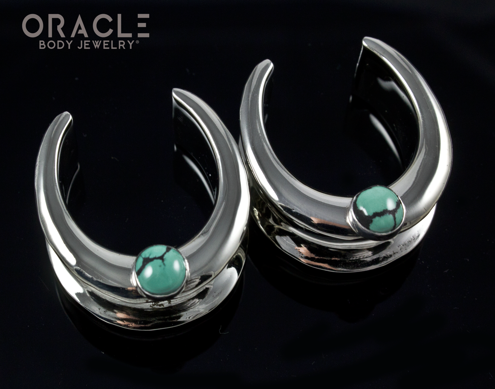 1" (25mm) White Brass Saddles with Natural Turquoise