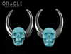 1-1/4" (32mm) White Brass Saddles with Turquoise Carved Skulls